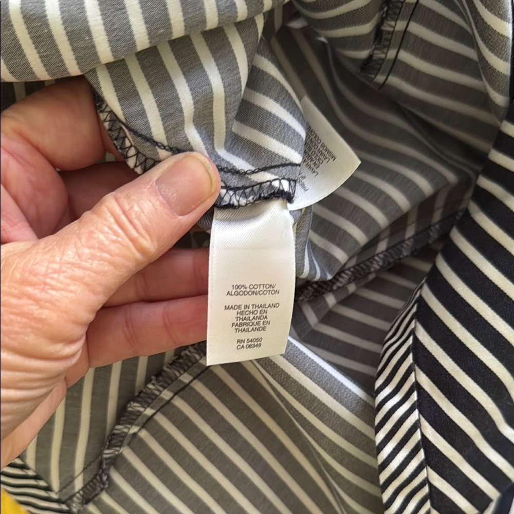 Jones New York Signature Navy & White Striped Button-Up Shirt, Size M - Picture 8 of 8